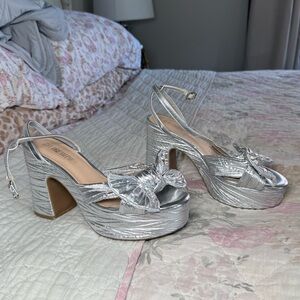 Silver Metallic Bow Heels